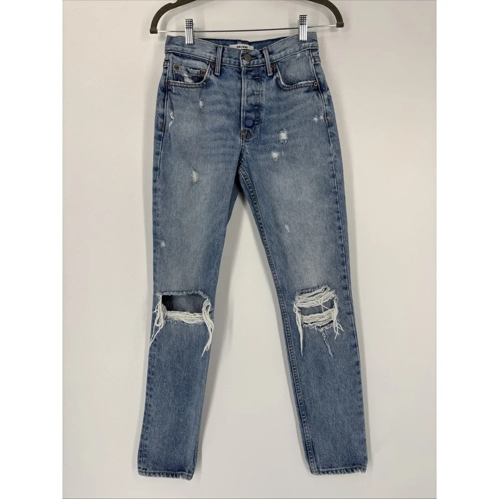 Grlfrnd Women's Distressed Karolina Jeans - Size 24
